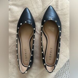 Esprit Black Flats with Silver Studs